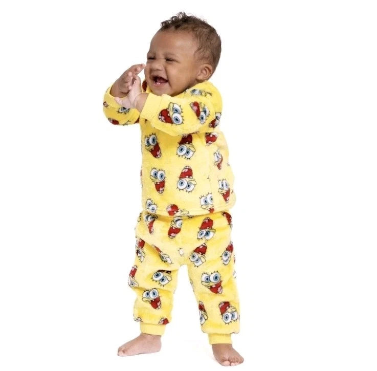 SpongeBob Baby All-Over Print Plush Pajama Set Size 0-3M