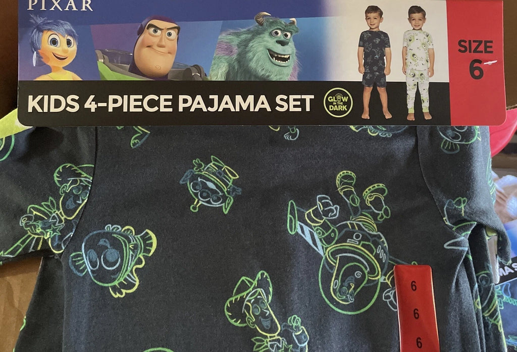 PIXAR Character Kid’s 4-Piece Pajama Set Size 6 New