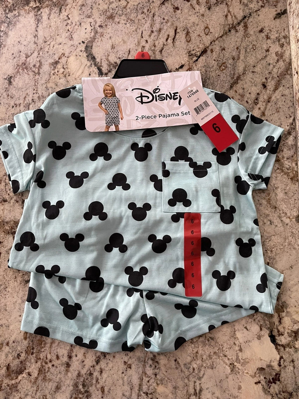 Disney Mickey  Girl’s  Pajama Set  2  Piece Set  Size  6 ~ New