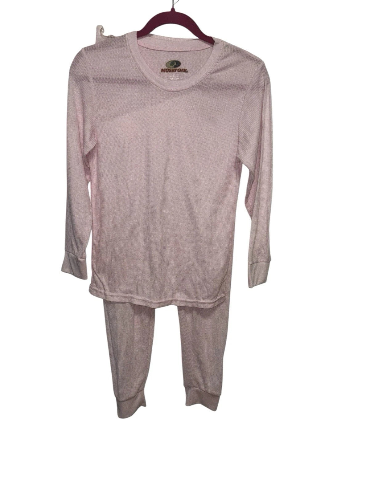 Children's Size Large Mossy Oak Pajama Set Pink Thermal Thin Long Sleeve