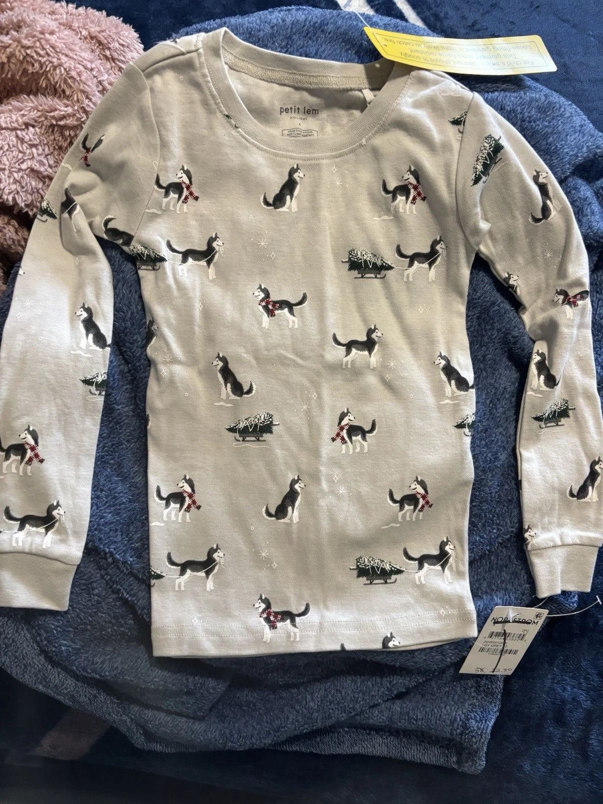Petit Lem Holiday Huskies Pajama Set for children