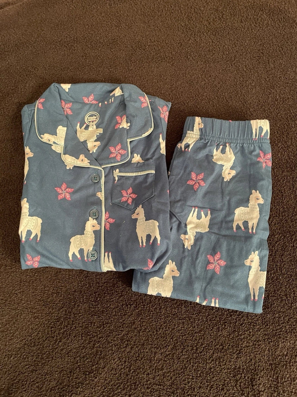 NWT Wonder Nation Girls 2T Llama Pajama Set Long Sleeve Flame Resistant