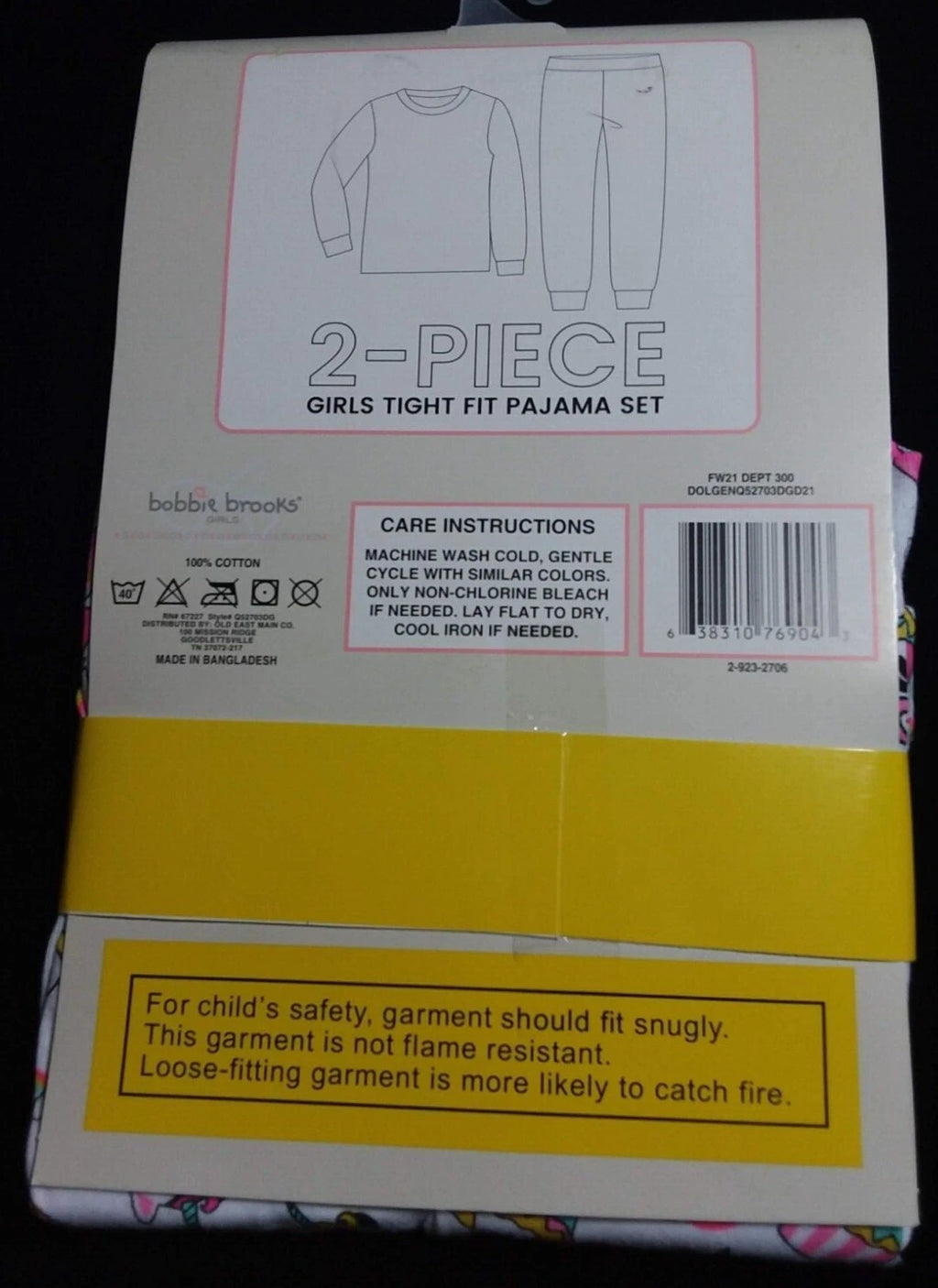 2 Pc Girls Tight Fit PJ Set By Bobbie Brooks Cupcakes Unicorns Panda Sz 5/6 NWT