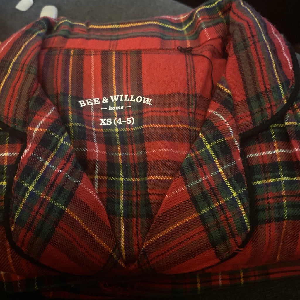 Bee and Willow Pajama Set in Plaid Red Kids Childs Youth XSmall ( 4-5  )NWT