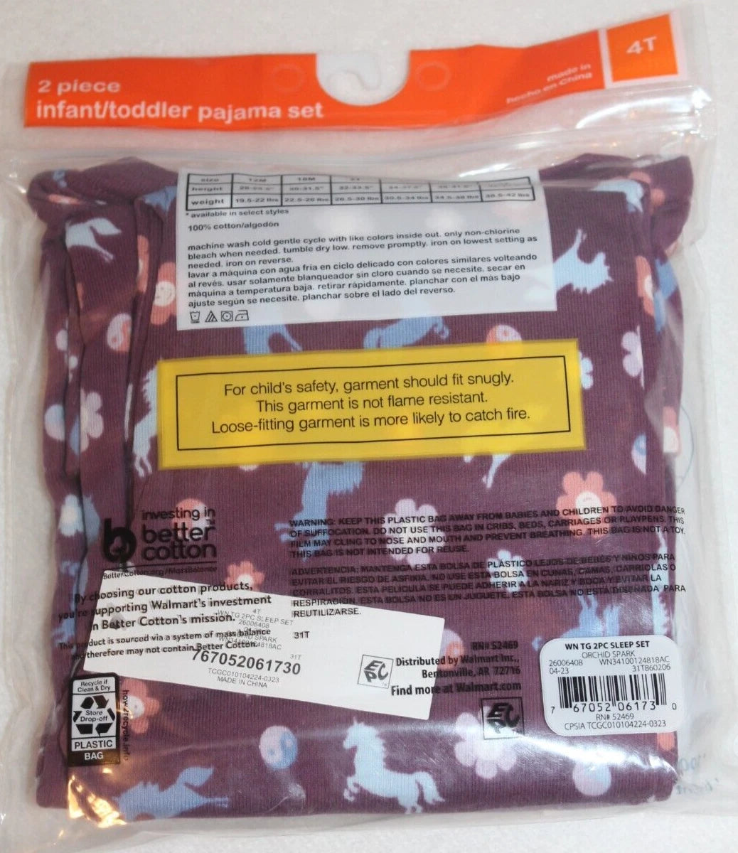 New in Package Wonder Nation 2 Piece Pajama Set Size 4T