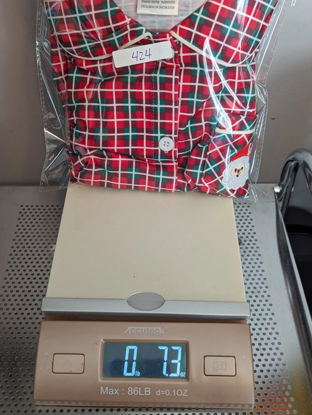 Plaid Santa Claus Long Sleeve Two Piece Pajama Set Size 4t