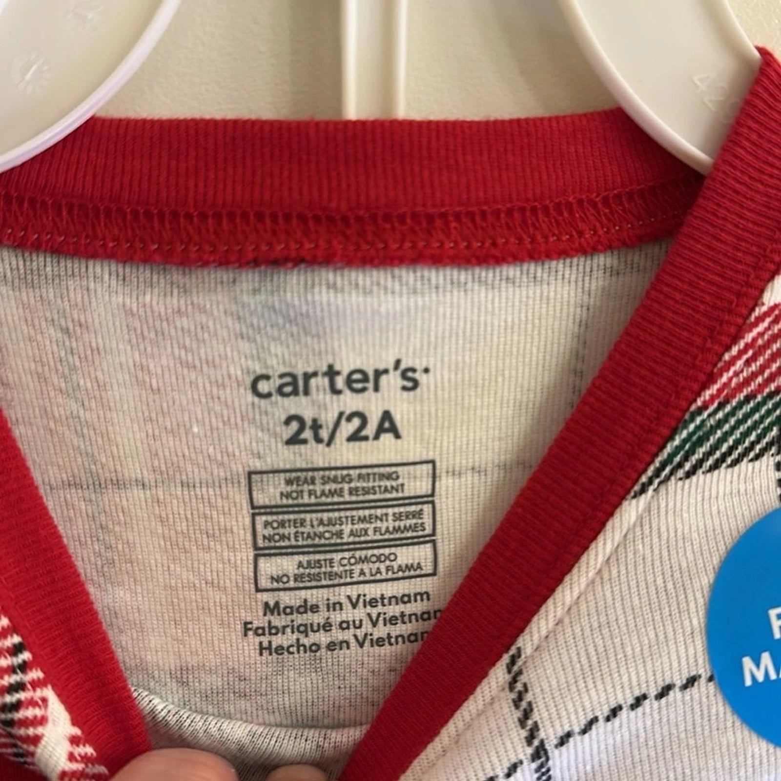 Carter’s Holiday Plaid Cotton PJ Pajama Set Toddler NEW Size 2T Unisex