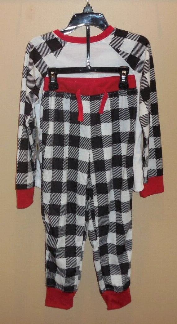 Dream Life Boys Size 4/5 Two Piece Pajama Set PJ's Black White Bearly Awake New