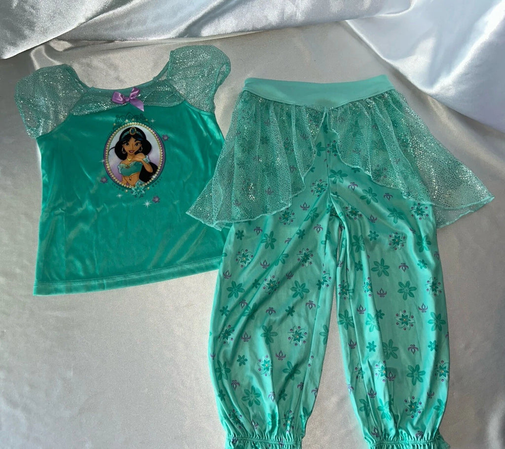 Disney Princess Jasmine Pajama Set Tutu Pants Sparkle Ruffle Sleeve 4T