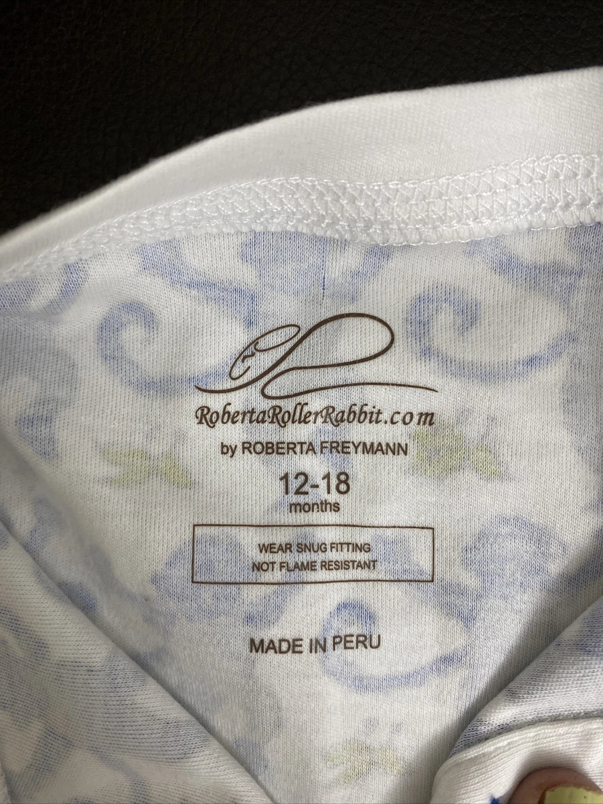 roberta roller rabbit kids pajama set monkey blue 12-18 M