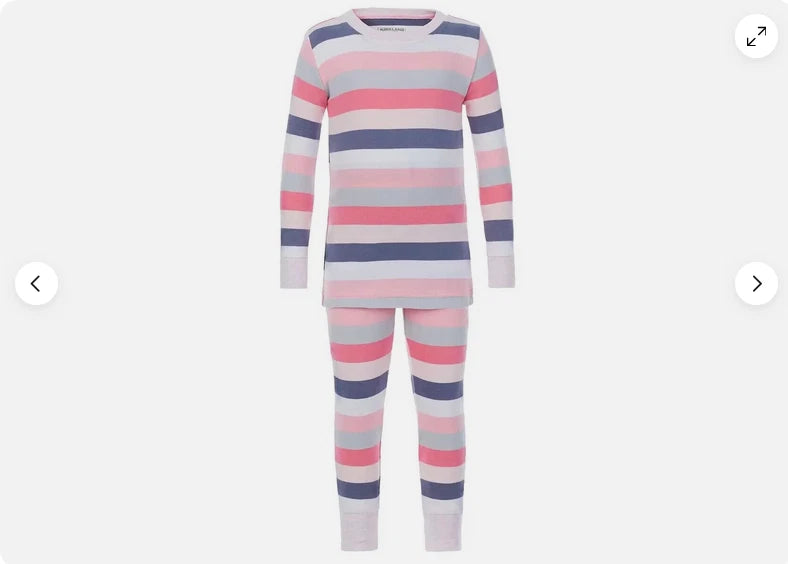 Kirkland Signature kids’ SLOTH AND STRIPE 4 Pc Pajama Set(PINKS/GRAY 6)NWT