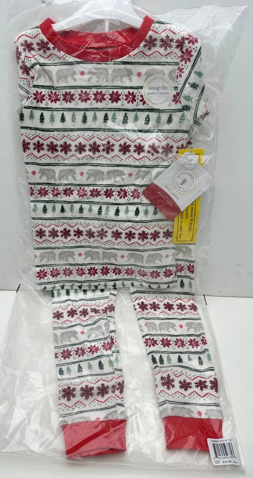 New Burts Bees Snug Fit Woods PJ Set 4T Organic Cotten Kids Toddler