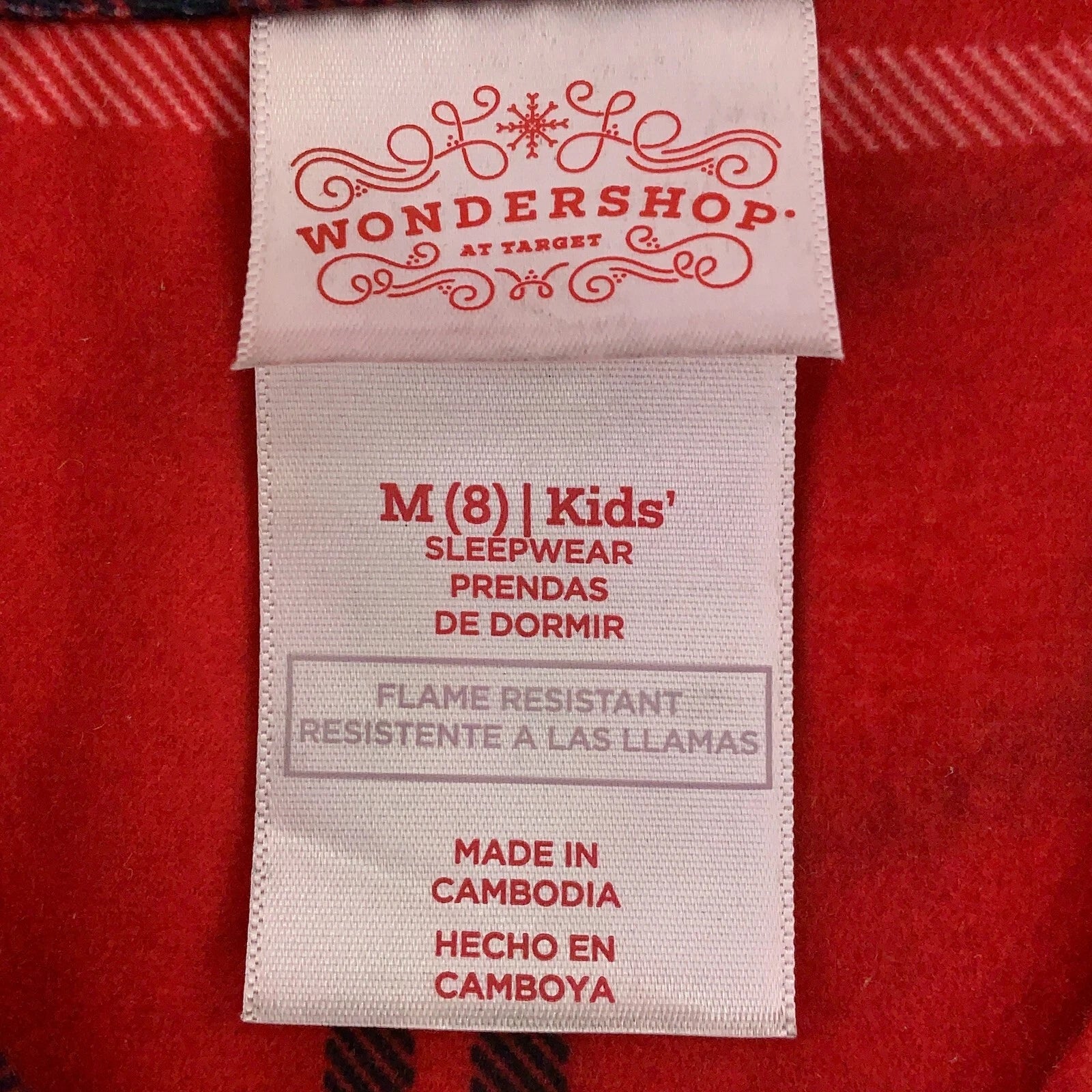 Wondershop Kids Medium (8) Red Plaid Flannel 2 Piece Pajama Set New *Flaw