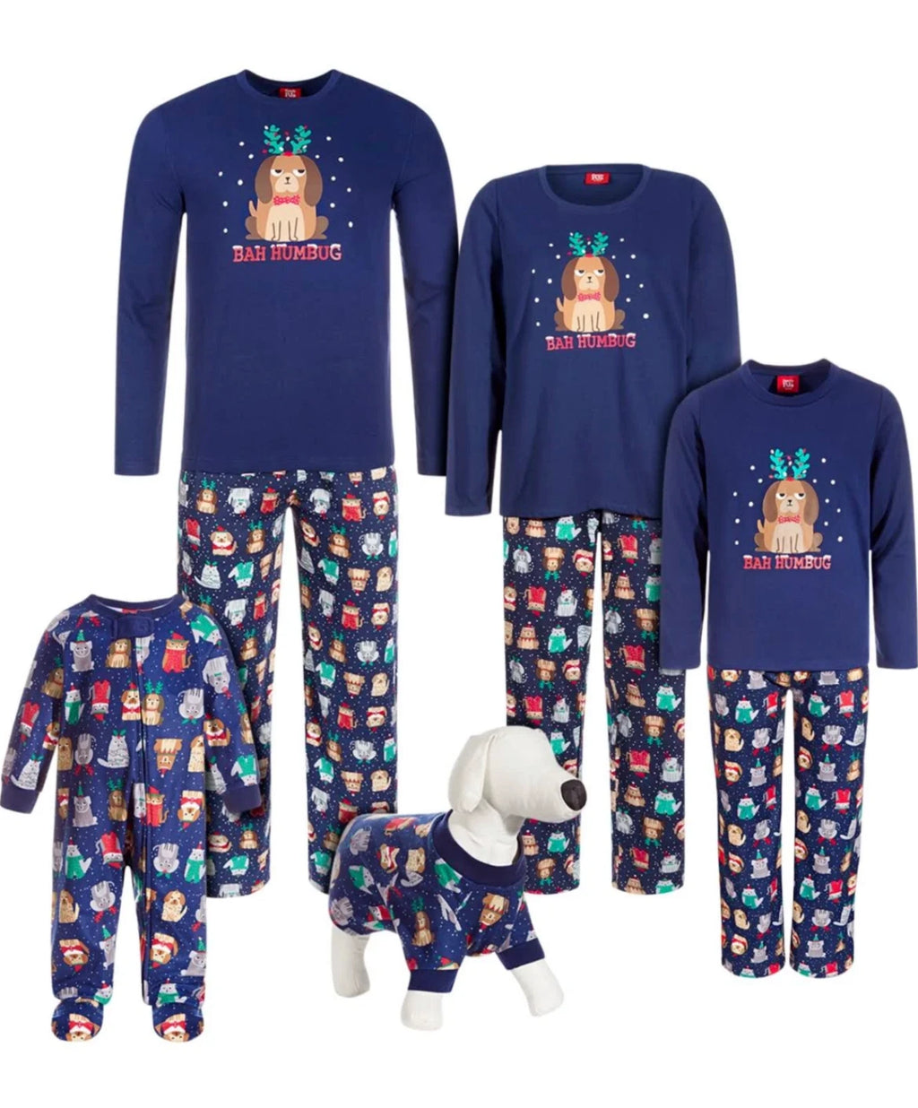 FAMILY PAJAMAS Little Kids' Bah Humbug Dogs Pajama Set XS X-Small (4-5) Blue