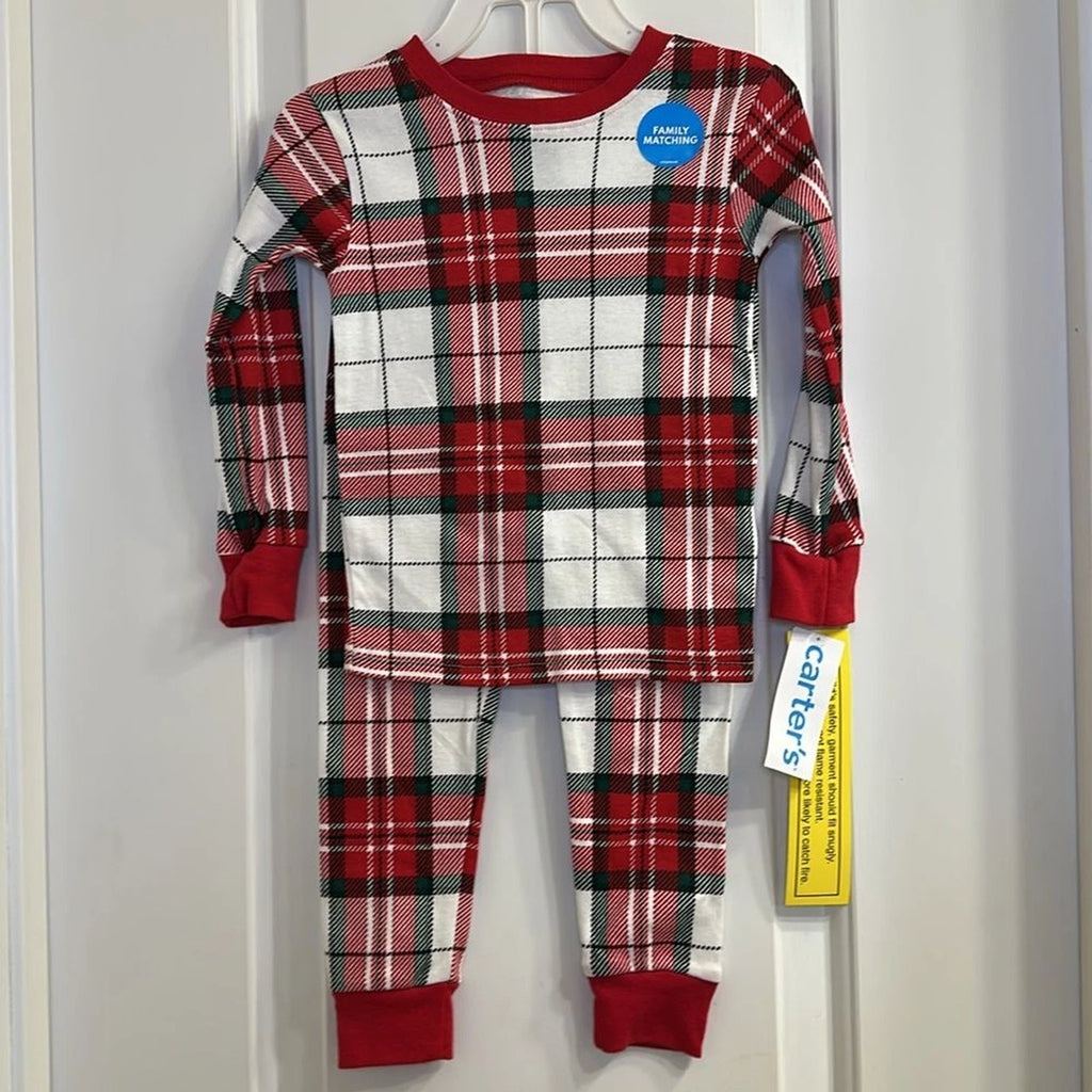 Carter’s Holiday Plaid Cotton PJ Pajama Set Toddler NEW Size 2T Unisex