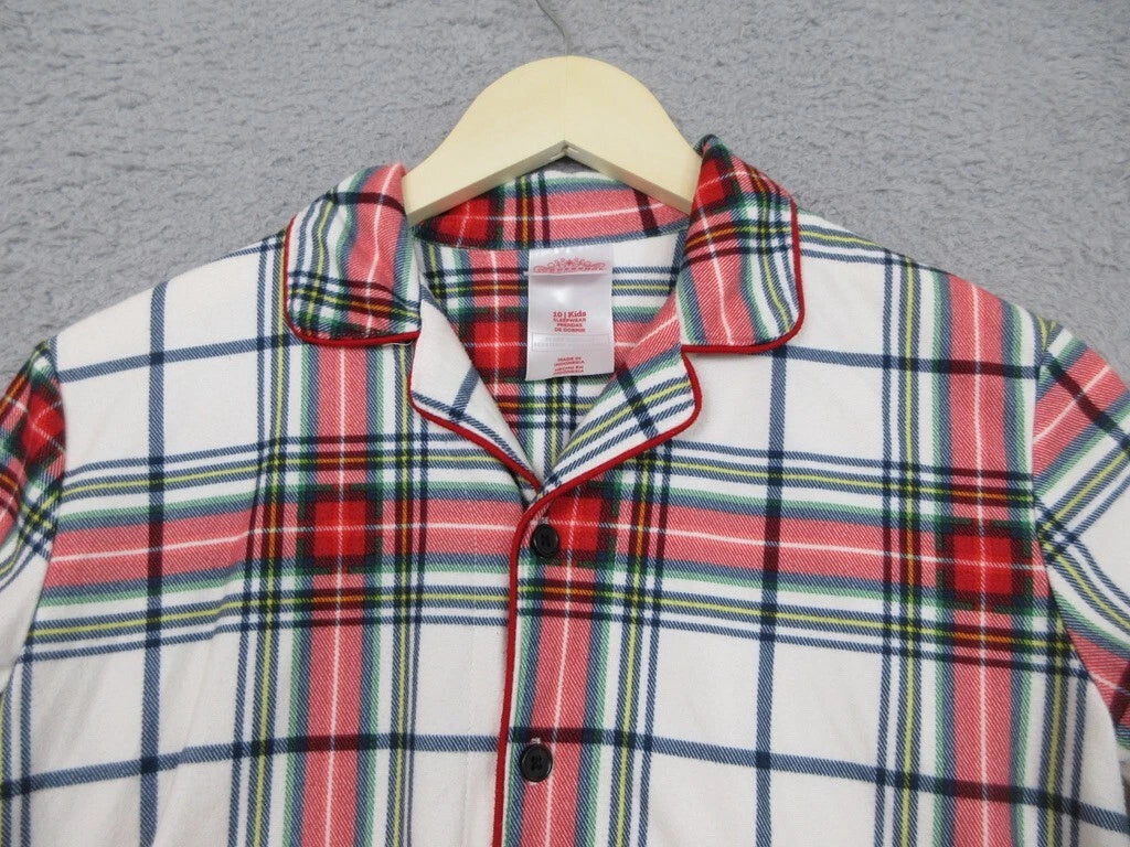 Wondershop Pajama Set Kids Unisex 10/12 Red Plaid Flannel Cozy Lounge Sleepwear