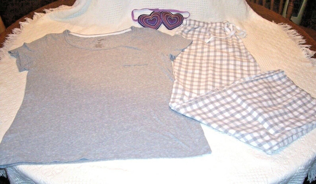 (S138)-Sonoma Intimates-2 Pc Pajama Set-Size Girls Junior M & Purple Sleep Mask