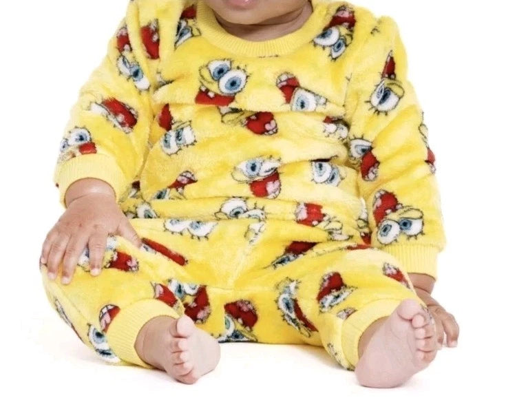 SpongeBob Baby All-Over Print Plush Pajama Set Size 0-3M