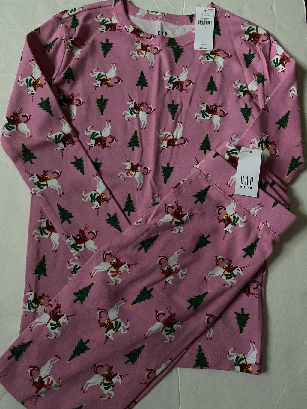 New Girls Gap Unicorn Christmas Pajama 2-pc Set size 10