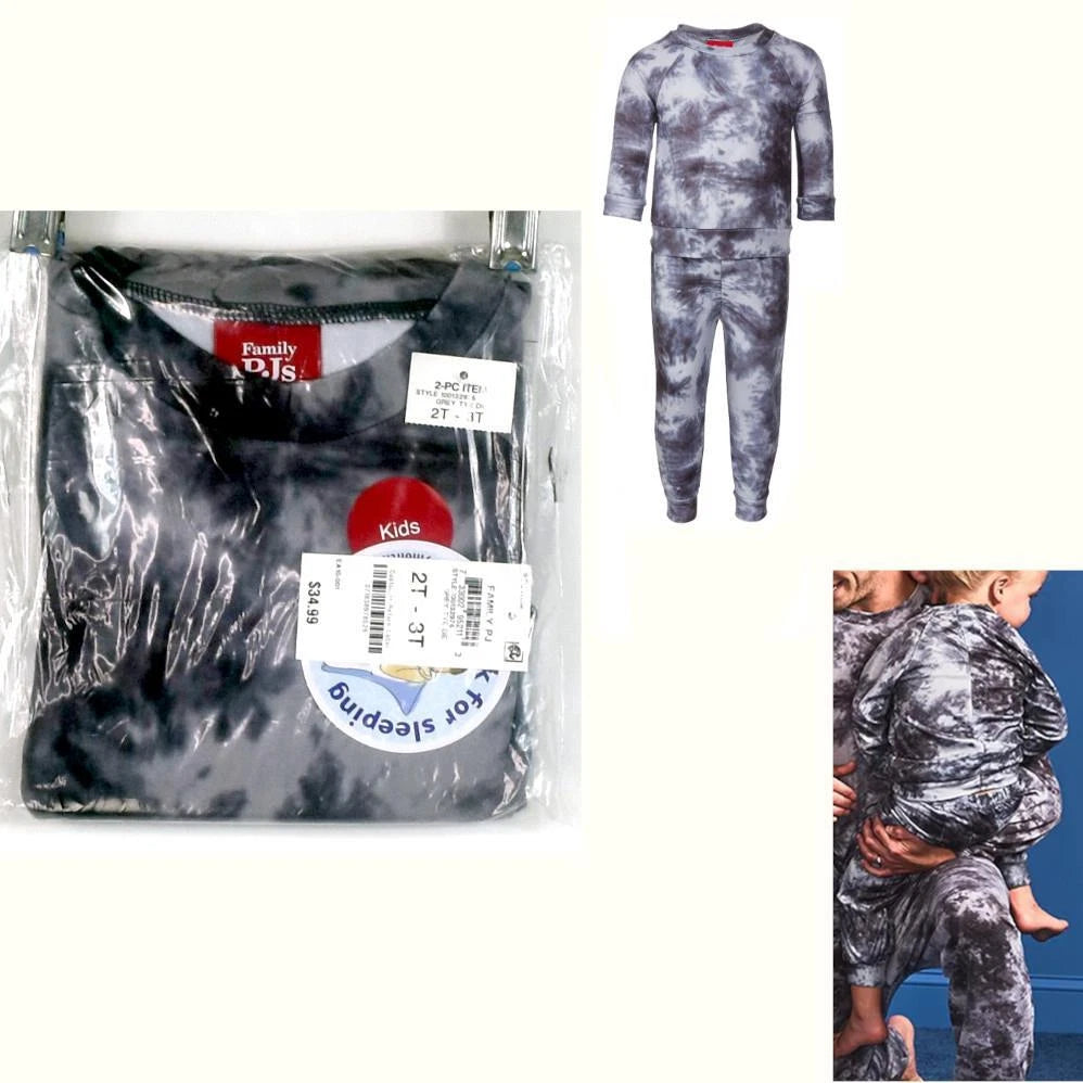 Family PJs Baby & Toddler 2pc Pajama Set Gray Tie-Dye Size 2T-3T New