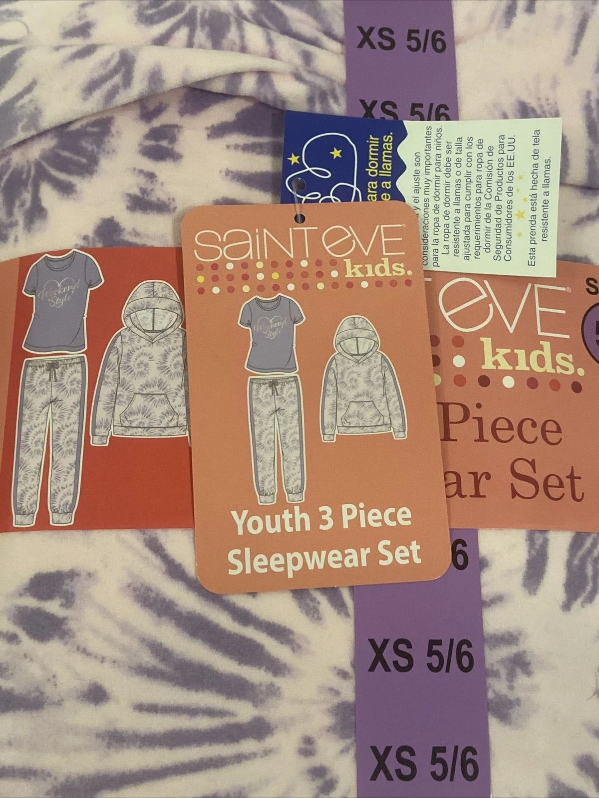 Saint Eve Girls Pajama Set 3-piece Pink XS 5/6 NEW WITH TAGS