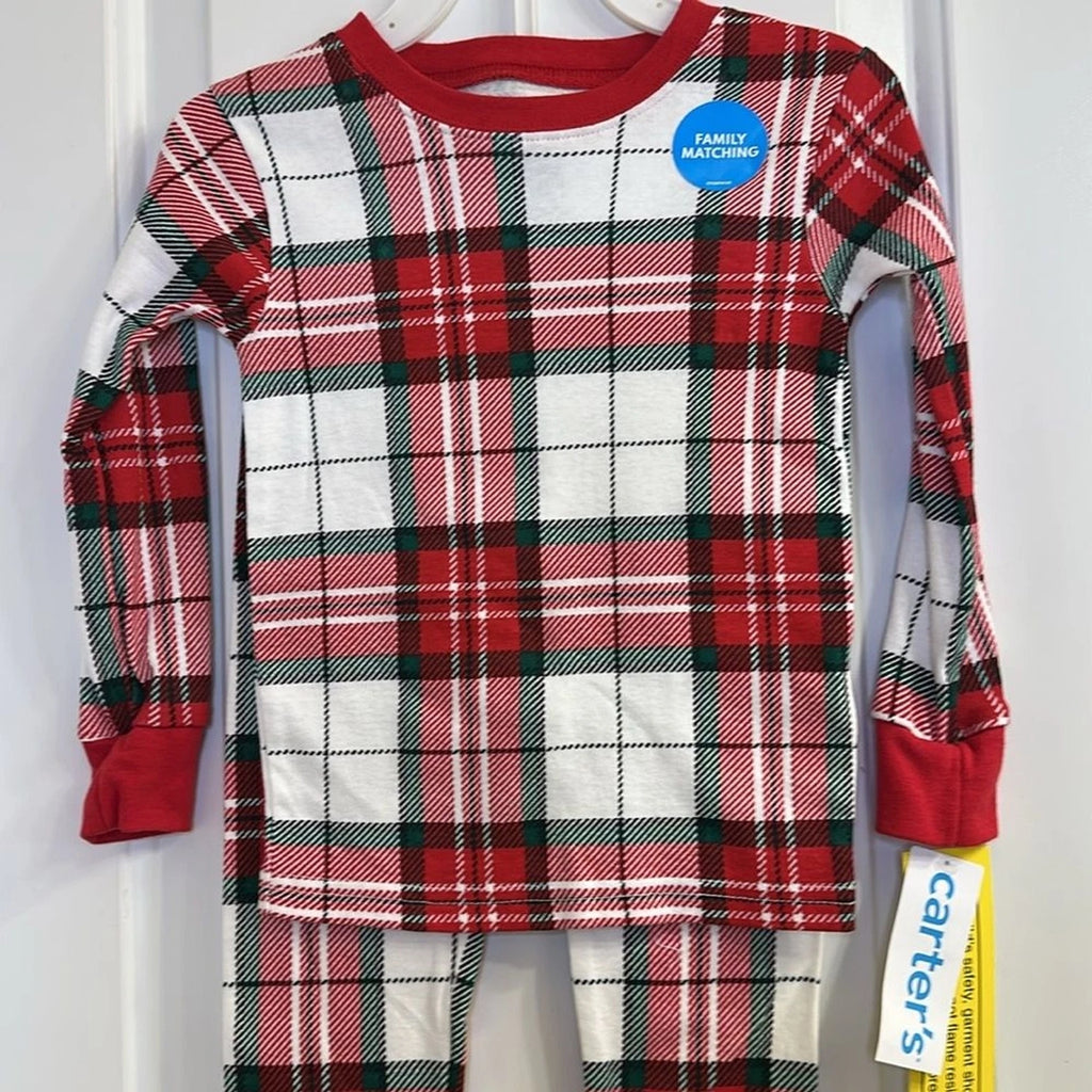 Carter’s Holiday Plaid Cotton PJ Pajama Set Toddler NEW Size 2T Unisex