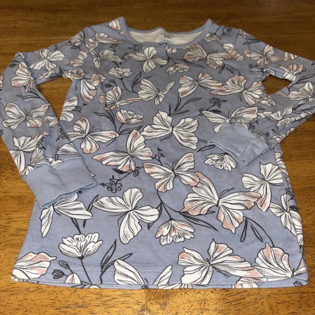 Carter's Girls 8/8A  Pajama Set Snug fit  Butterfly Flowers Purple Cotton