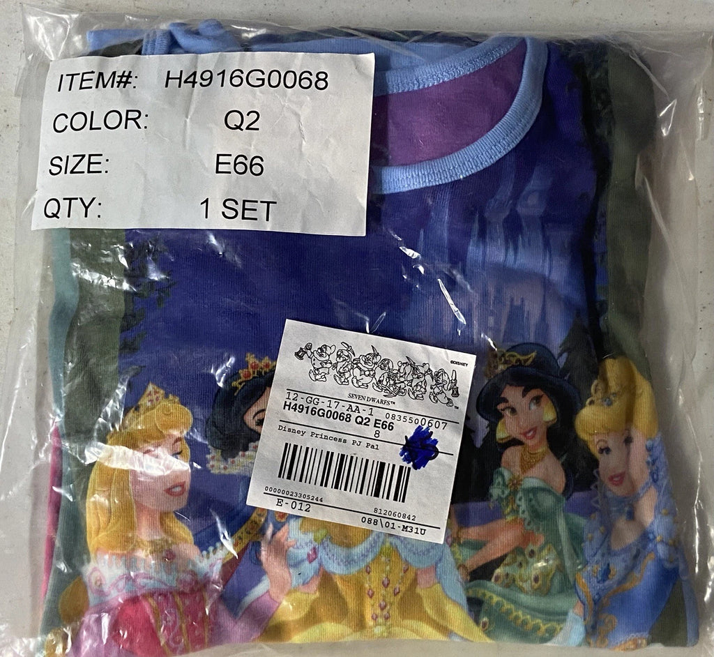 Disney Store PJ Pals Disney Princess 2 Piece Pajama Set Sz 10 NEW