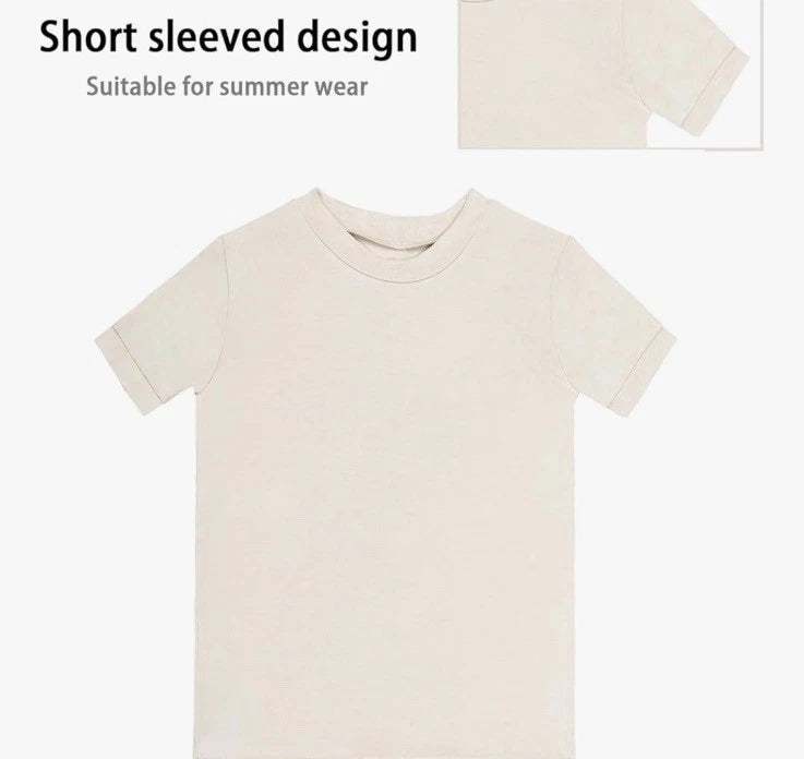 HAPIU Summer Pajamas 4 Pcs 2 Sets Beige & Baby Pink 24 Months 2 Years Girls