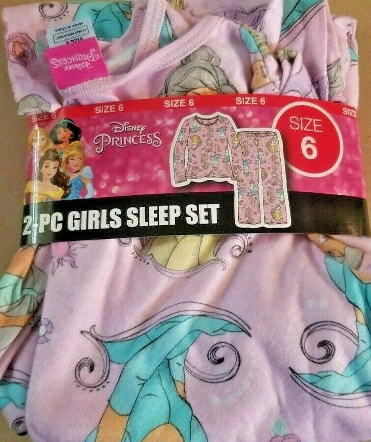 Disney Princess 2 Piece Girls Pajama Sleep Set SIZE 6 Brand New With Tags
