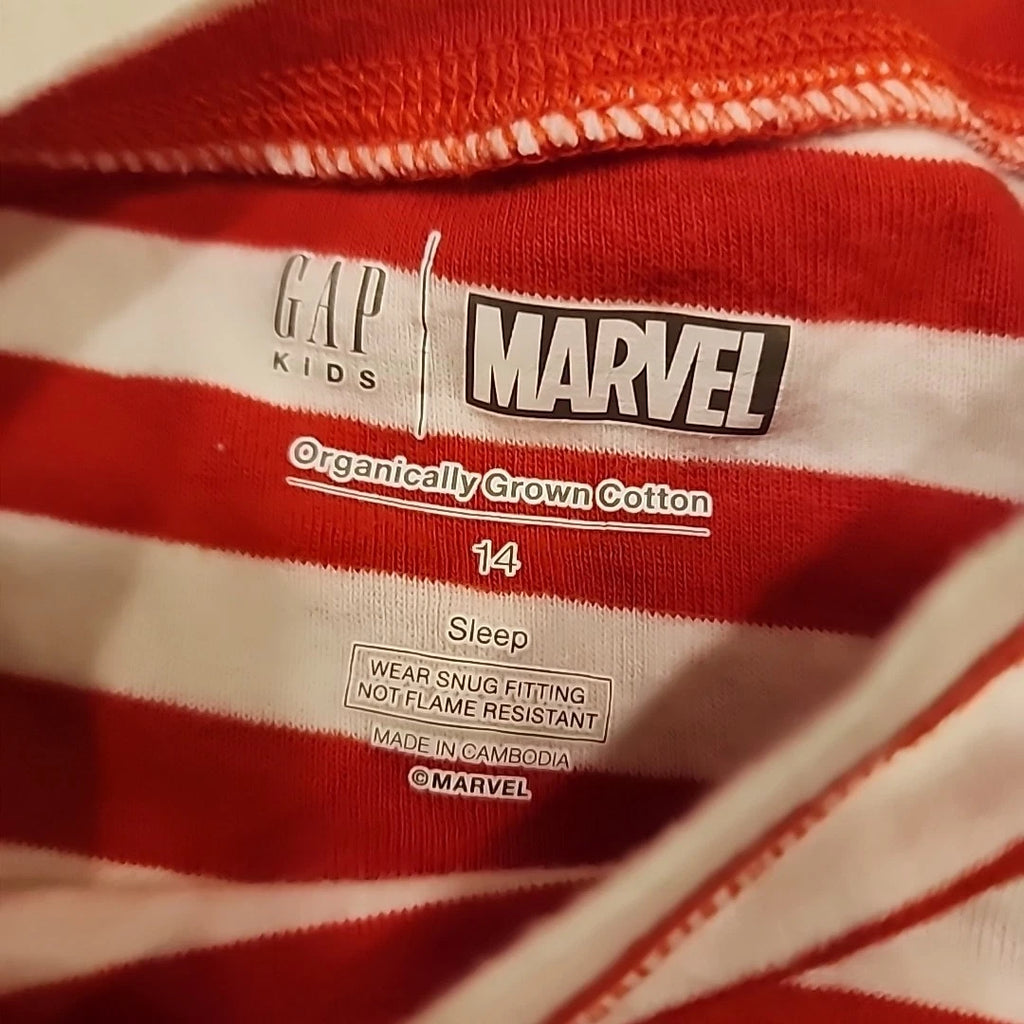 Gap Kids Marvel Pj Set Shirt Shorts 14 Spiderman Cotton Red White Stripes