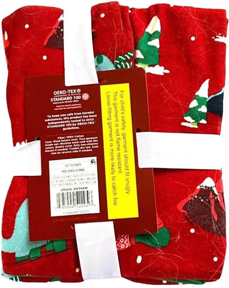 Wondershop 2 Piece Sleep Set Toddler 3T Red Dino Holiday Christmas Pajama Family