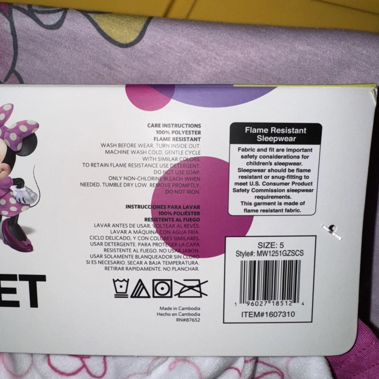 AME Kids'  Disney Junior Minnie Mouse Character 3-piece Pajama Set, Pink, 5 B84