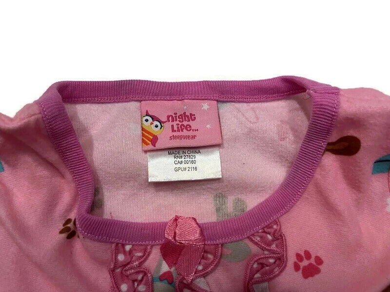 Night Life Sleepwear 12 Months Pink Cats, Dogs, and Mice 2 Piece Pajama Set