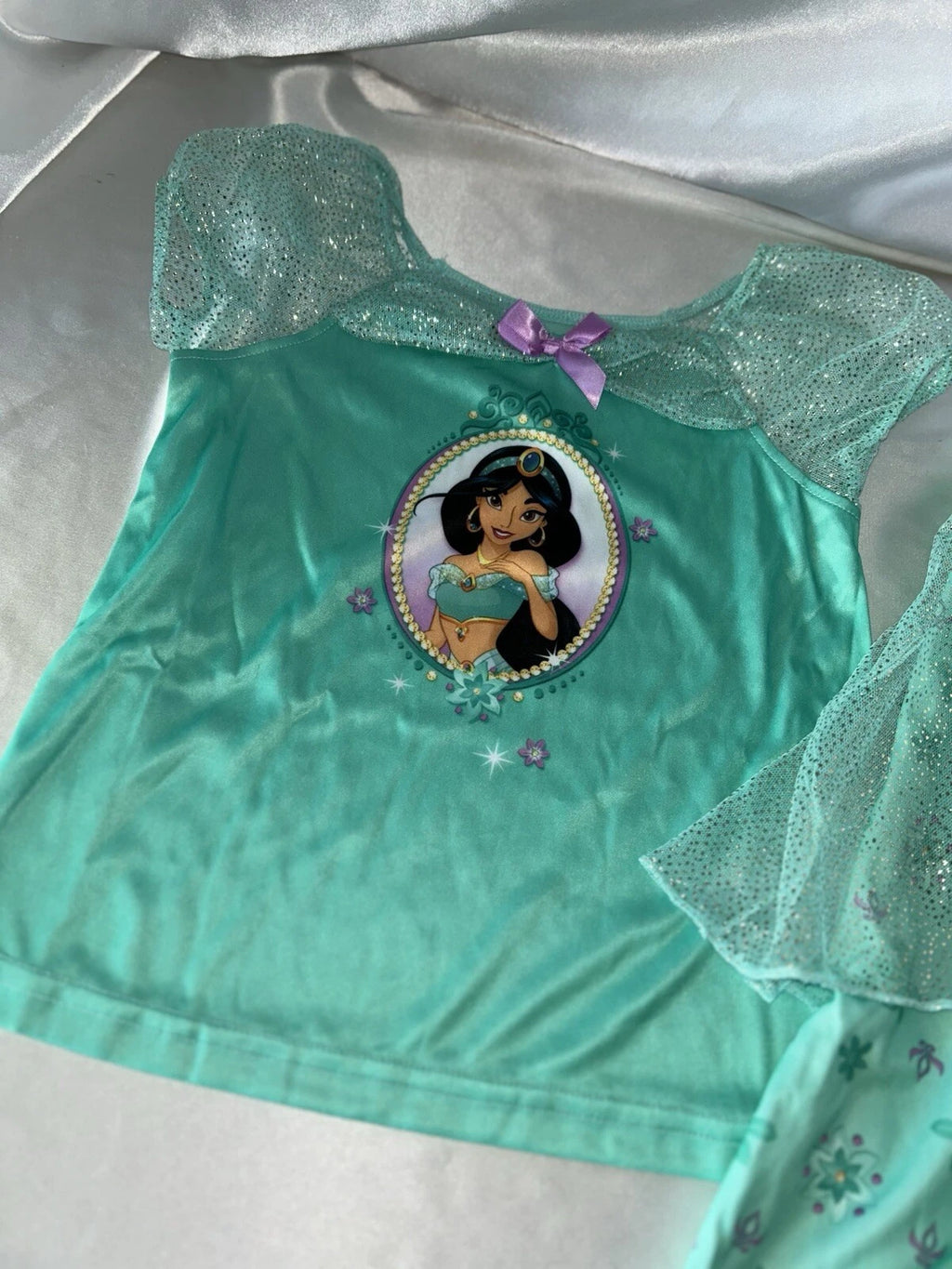 Disney Princess Jasmine Pajama Set Tutu Pants Sparkle Ruffle Sleeve 4T