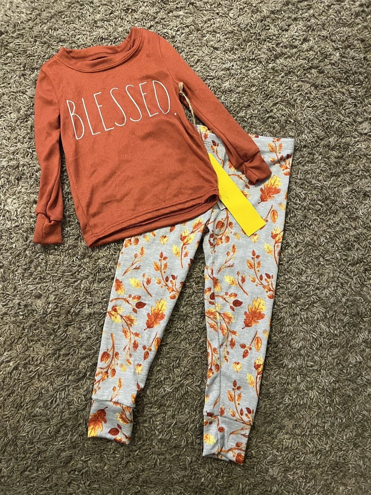 RAE DUNN Girls 2 pc Pajamas Set ‘Blessed’ Size 4 Fall Loungewear NWT
