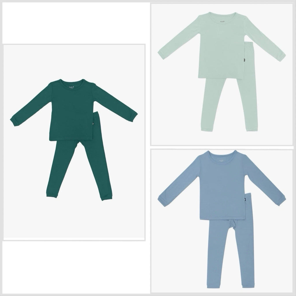 HAPIU Bamboo Pajamas 6 Pcs 3 Set Sage, Slate, Emerald 12/18 Months Boys & Girls