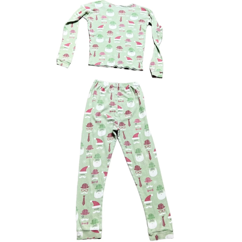 CWD Kids Christmas Pajama Set Unisex Kids Size 10 Green Santa Two Piece
