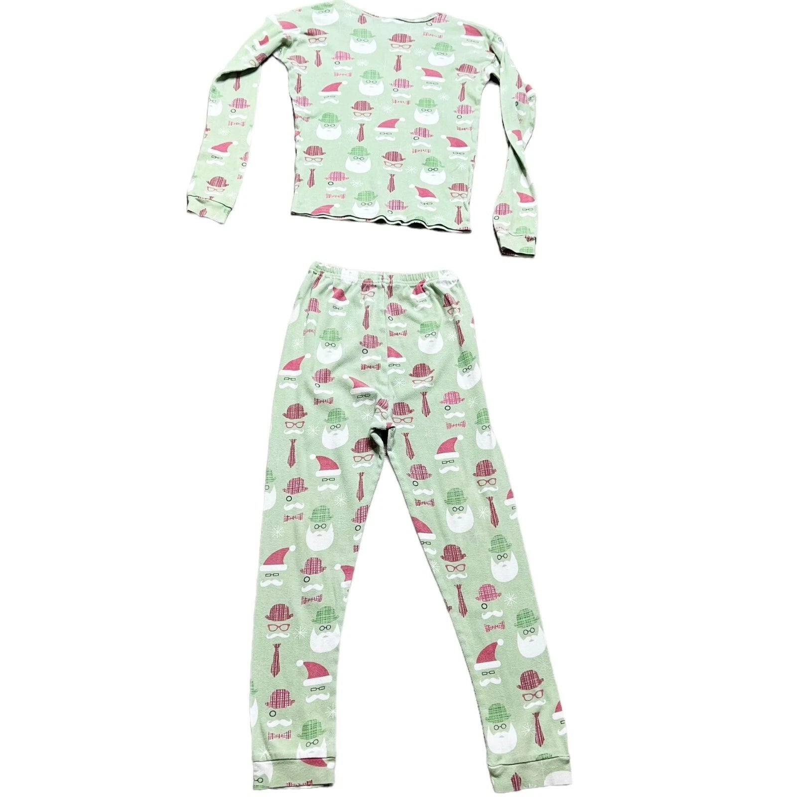 CWD Kids Christmas Pajama Set Unisex Kids Size 10 Green Santa Two Piece