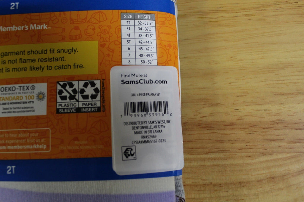 Member's Mark Girls 2 Pack Long Sleeve Pajama Set-Fox/Stripes-2T-NWT