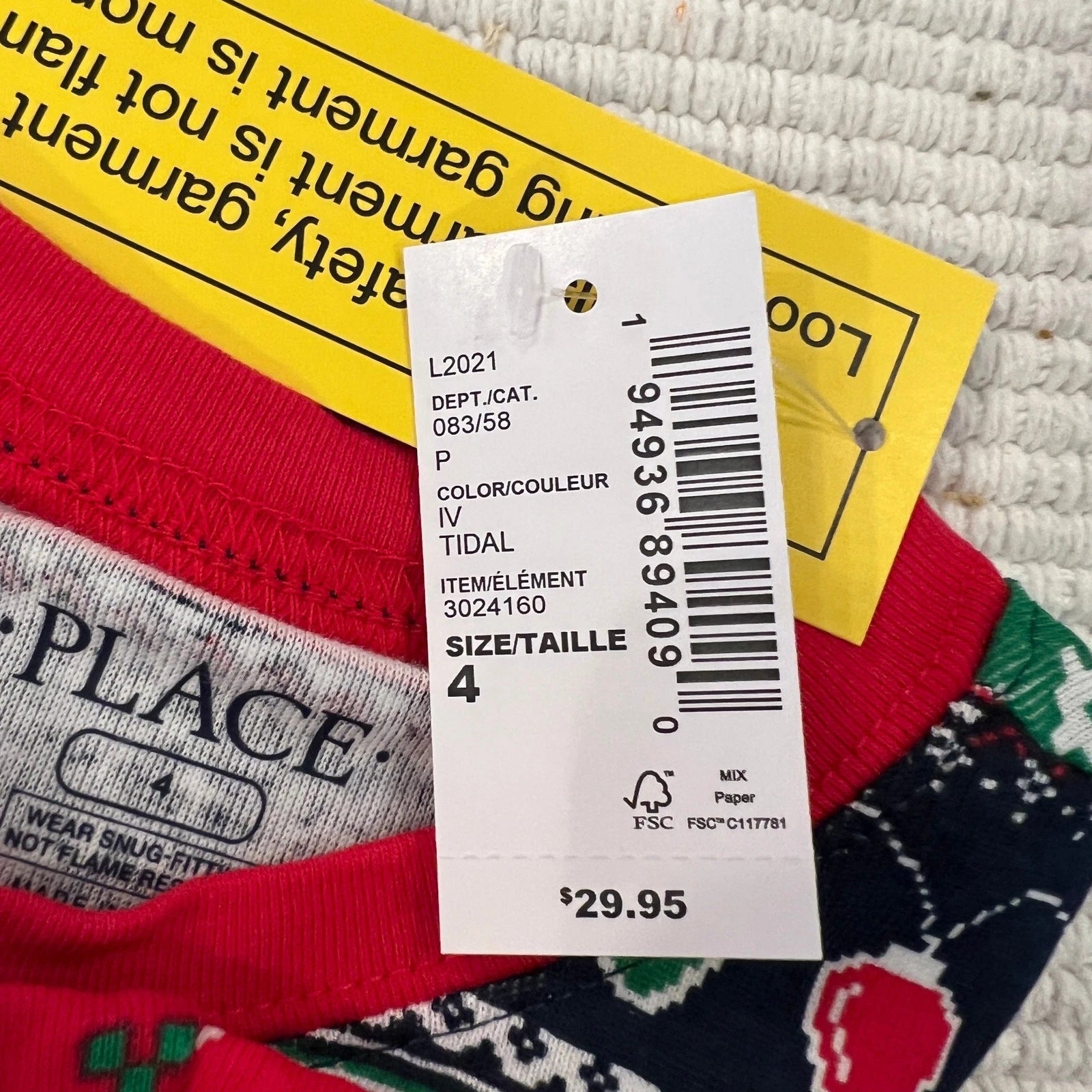 NWT Children's Place Unisex Glow Christmas Fair Isle Cotton Pajamas - SIZE 4