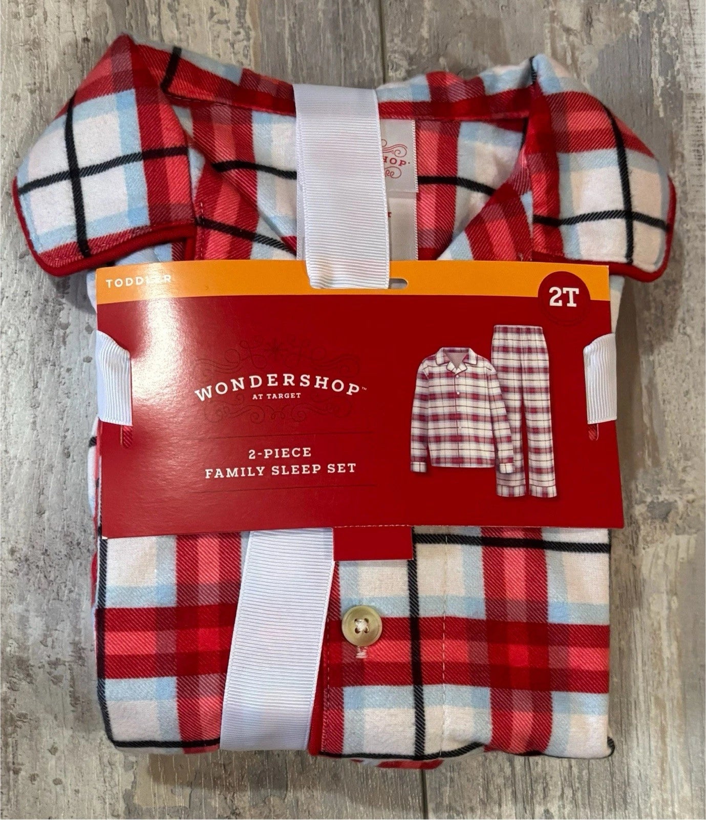 Wondershop PJ Pajama Set size 2T - Red/White/Plaid/Shirt/Pants - NEW