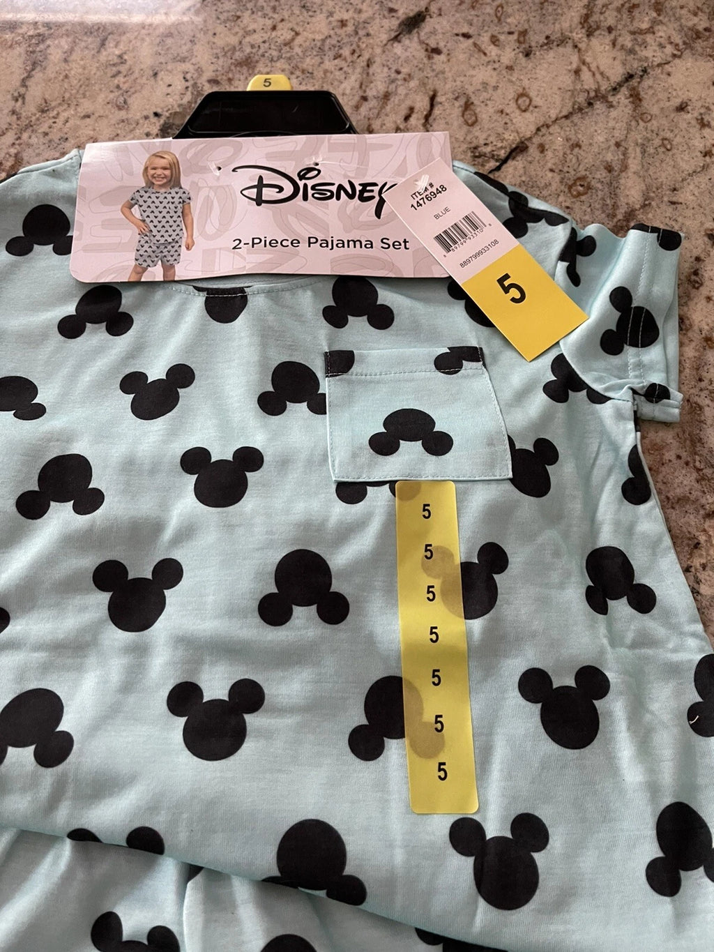 Disney Mickey  Girl’s  Pajama Set 2 Piece Set  Size  5 ~ New