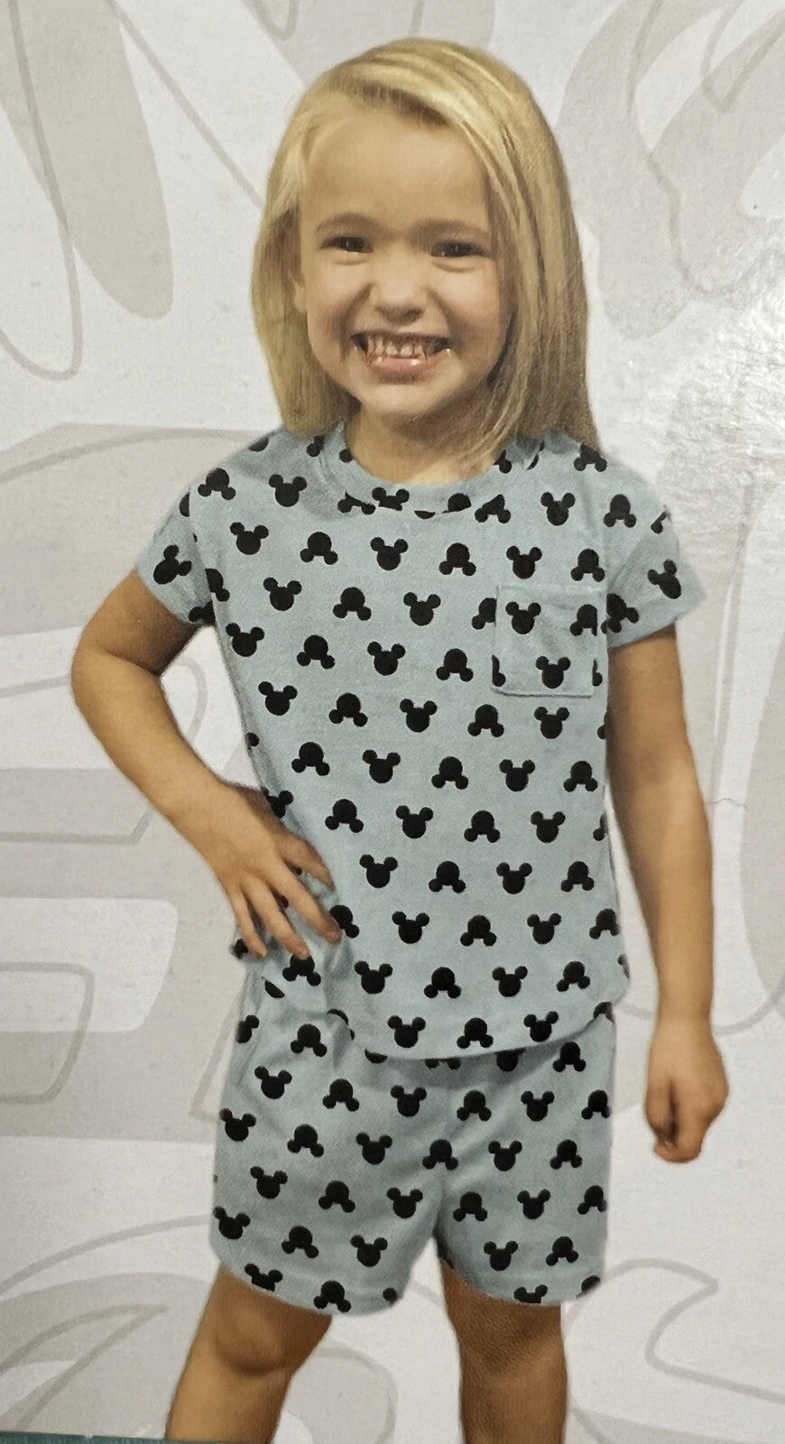 Disney Girls' 2-Piece Pajama Set Mickey Blue/Green Size-5