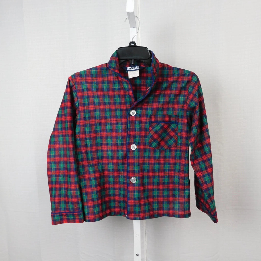 Honors Kid's Christmas Plaid Notch Collar Flannel Pajama Set 10-12 Large #5230