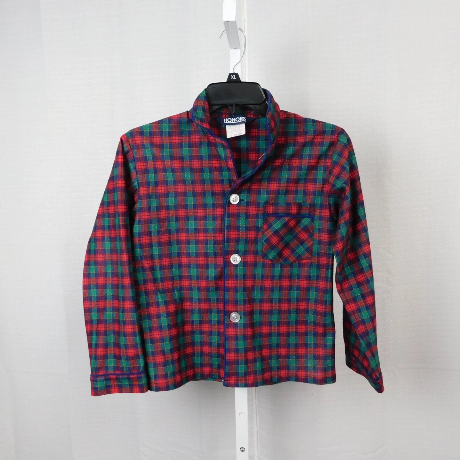 Honors Kid's Christmas Plaid Notch Collar Flannel Pajama Set 10-12 Large #5230