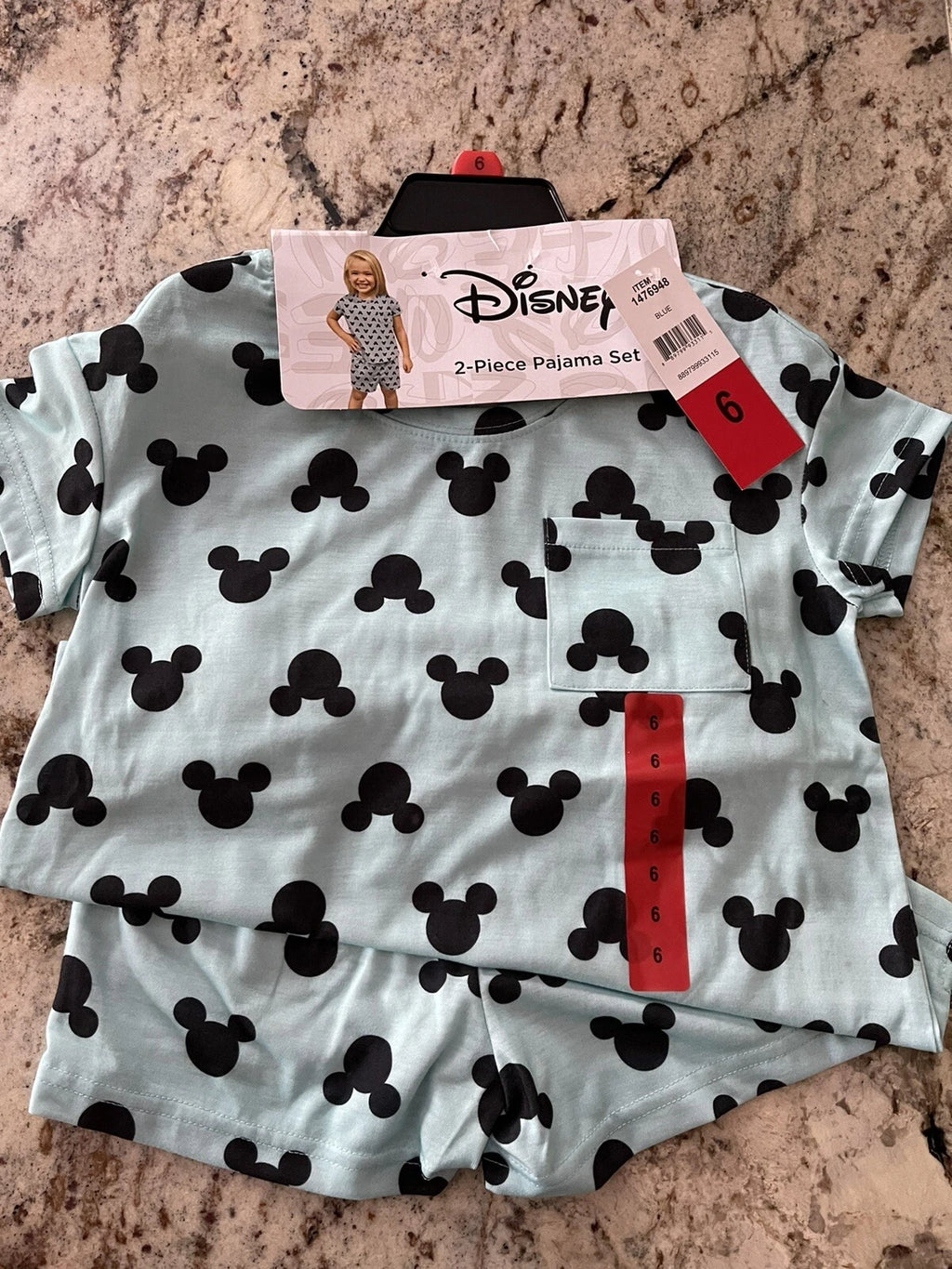 Disney Mickey  Girl’s  Pajama Set  2  Piece Set  Size  6 ~ New