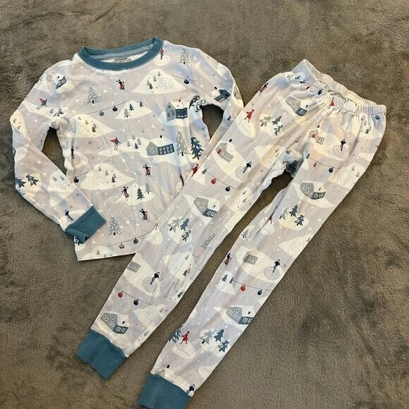Garnet Hill Kids Holiday Winter Christmas Pajamas  Pajama Set Girl Boy 8 Ski