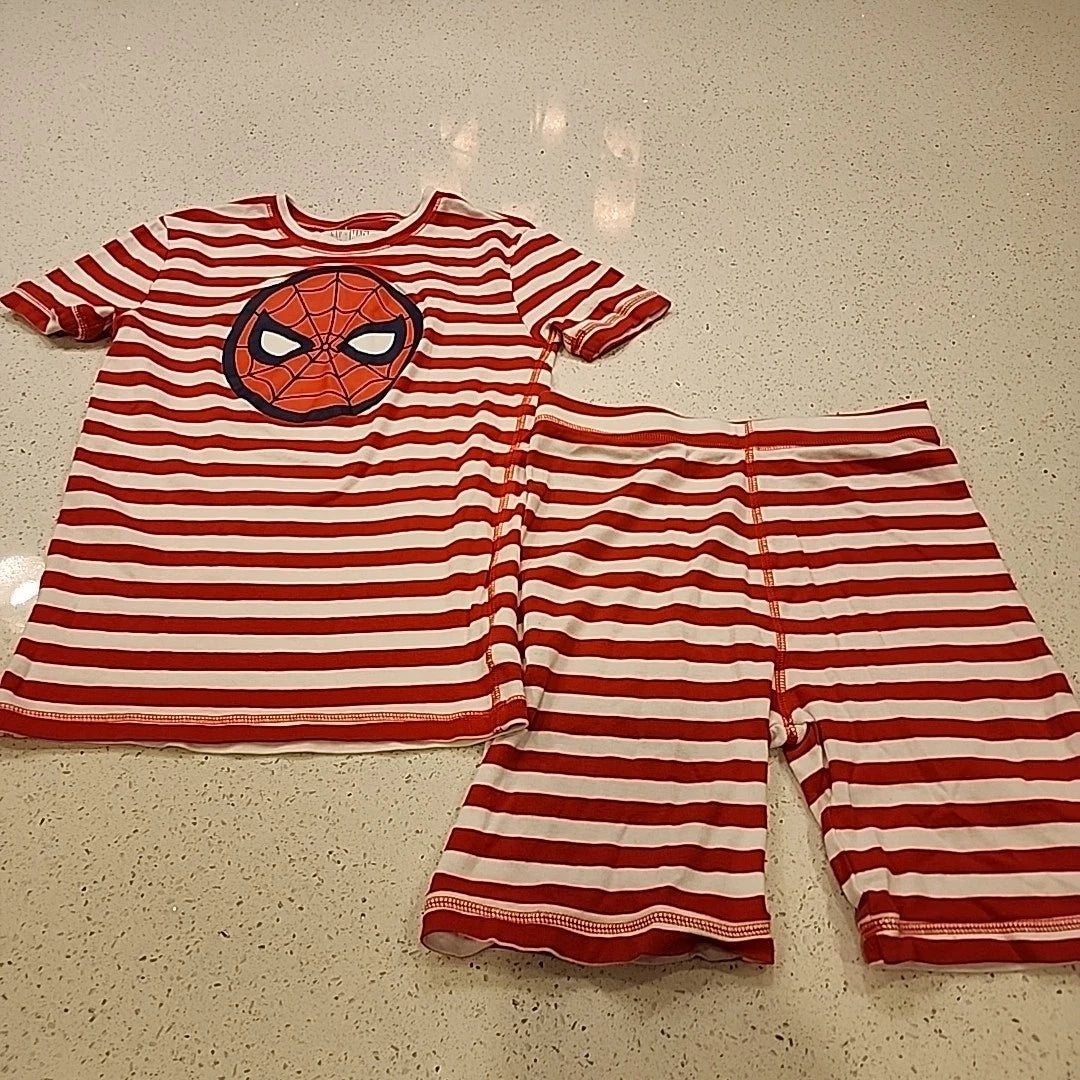 Gap Kids Marvel Pj Set Shirt Shorts 14 Spiderman Cotton Red White Stripes