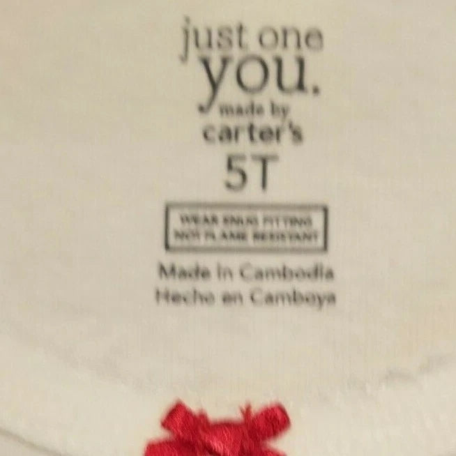 Santas Nice List Just One You Girl 3 Pc Outfit 5T Carter's Tutu Pants Pajama NEW